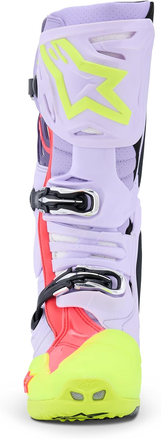 Alpinestars Tech 10 Supervented Motocross Stiefel, lila/gelb/pink, 8 41 EU Lila Gelb Pink, 41 EU Lil