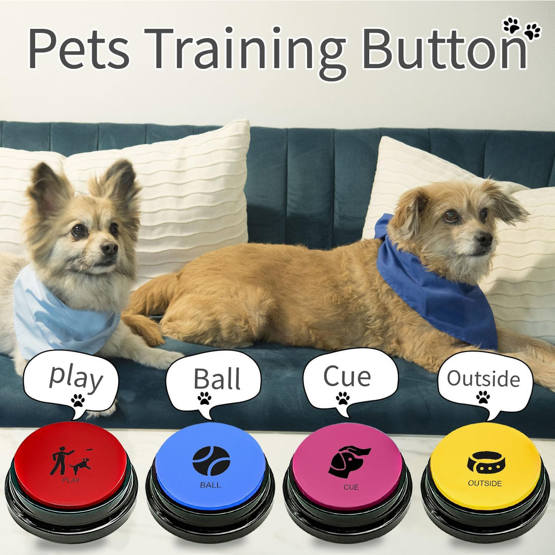 4 Stück Sprechender Hund Button Set, Hundetaste zum Sprechen mit Ihrem Hund, 30 Sekunden beschreibba