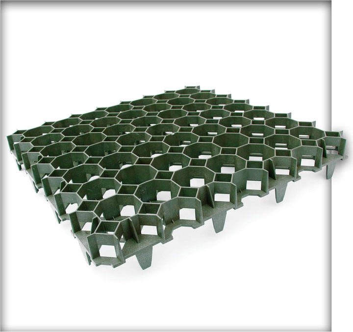 Kieskönig Rasengitter 49,2 x 49,2 x 3,7 cm Grün Rasengitterplatten Rasenwaben Rasenmatten mit Bodenk