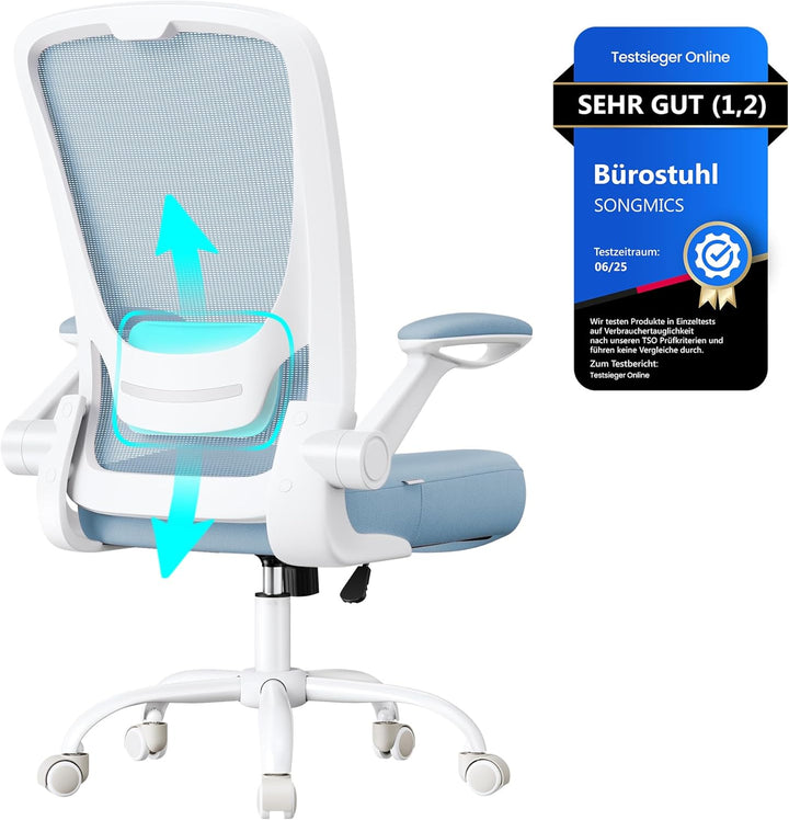 SONGMICS Bürostuhl, Schreibtischstuhl, Drehstuhl mit Netzbespannung, ergonomisch, gepolsterte Lenden