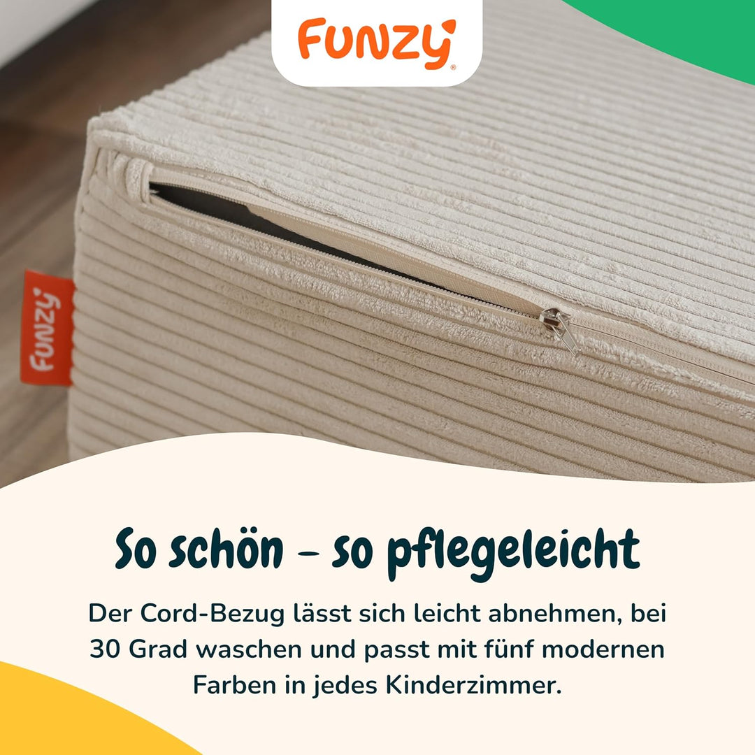 Funzy Hüpfpolster für Kinder – Hüpfmatratze mit Taschenfederkern, Sicherer & leiser Hüpfspass, Cord-