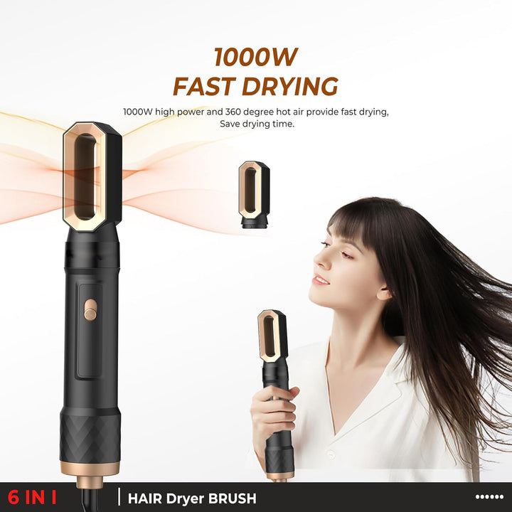 UKLISS Hairstyler 6 in 1 Airbrush Haarstyler | Pro Air Styler Set - 1000W Rundbürstenföhn, Air Curle