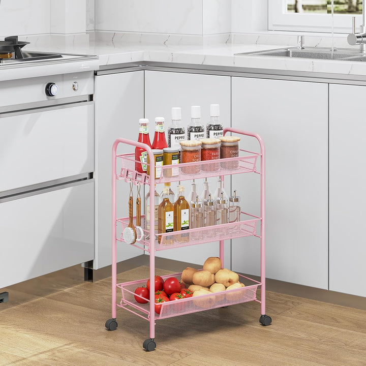 3-stöckiger Rollwagen, Multifunktionaler mobiler Küchenwagen für Bad, Küche & Waschküche. Rostbestän