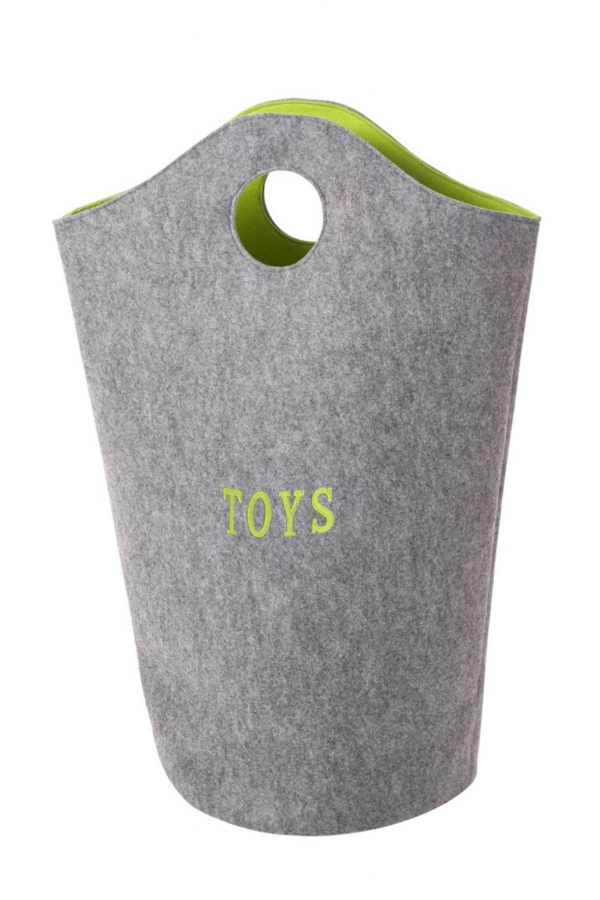 Spielzeugtasche - FELT - runde Speilzeugtasche grau/lime