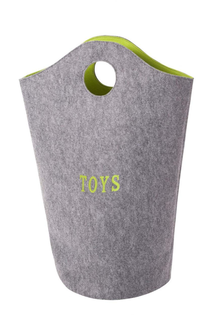 Spielzeugtasche - FELT - runde Speilzeugtasche grau/lime