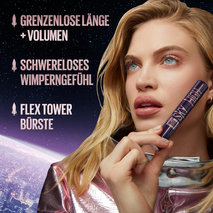 Maybelline New York Schwarze Wimperntusche für extrem lange Wimpern, Lash Sensational Sky High Masca