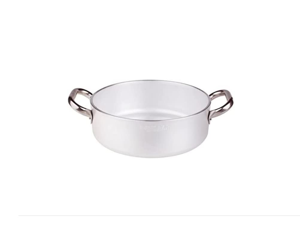 Pentole Agnelli Schmorpfanne aus Aluminium mit 2 Griffen, Edelstahl 34 cm, 34 cm