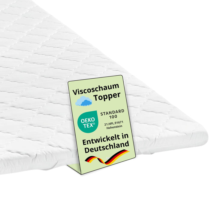 Bodyprotect Topper 90 x 200 x 6 cm, Visco Matratzentopper, Viscoschaum Matratzenauflage, waschbar bi