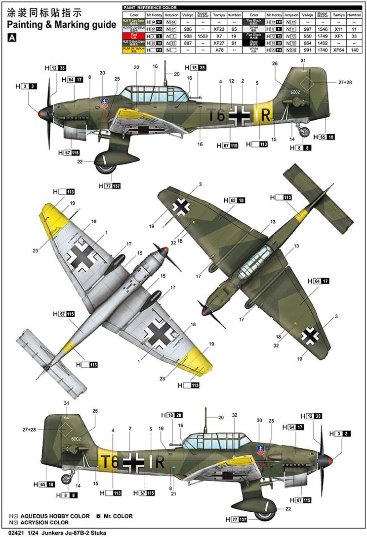 Trumpeter 002421 Ju-87b-2, Junkers Ju 87b-2 Modellbausatz, verschieden