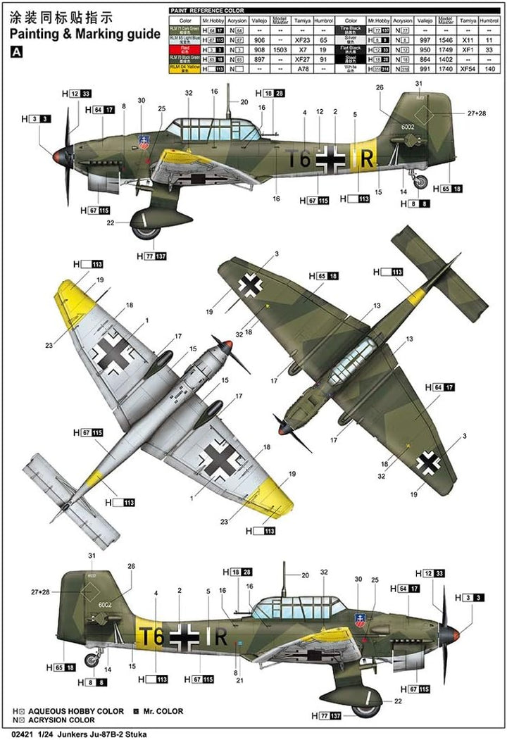 Trumpeter 002421 Ju-87b-2, Junkers Ju 87b-2 Modellbausatz, verschieden