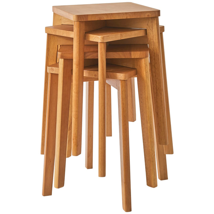 IBUYKE 4er Set Esszimmerhocker, Holzstapelstuhl mit Rutschfester Matte, Stapelhocker für Klassenzimm