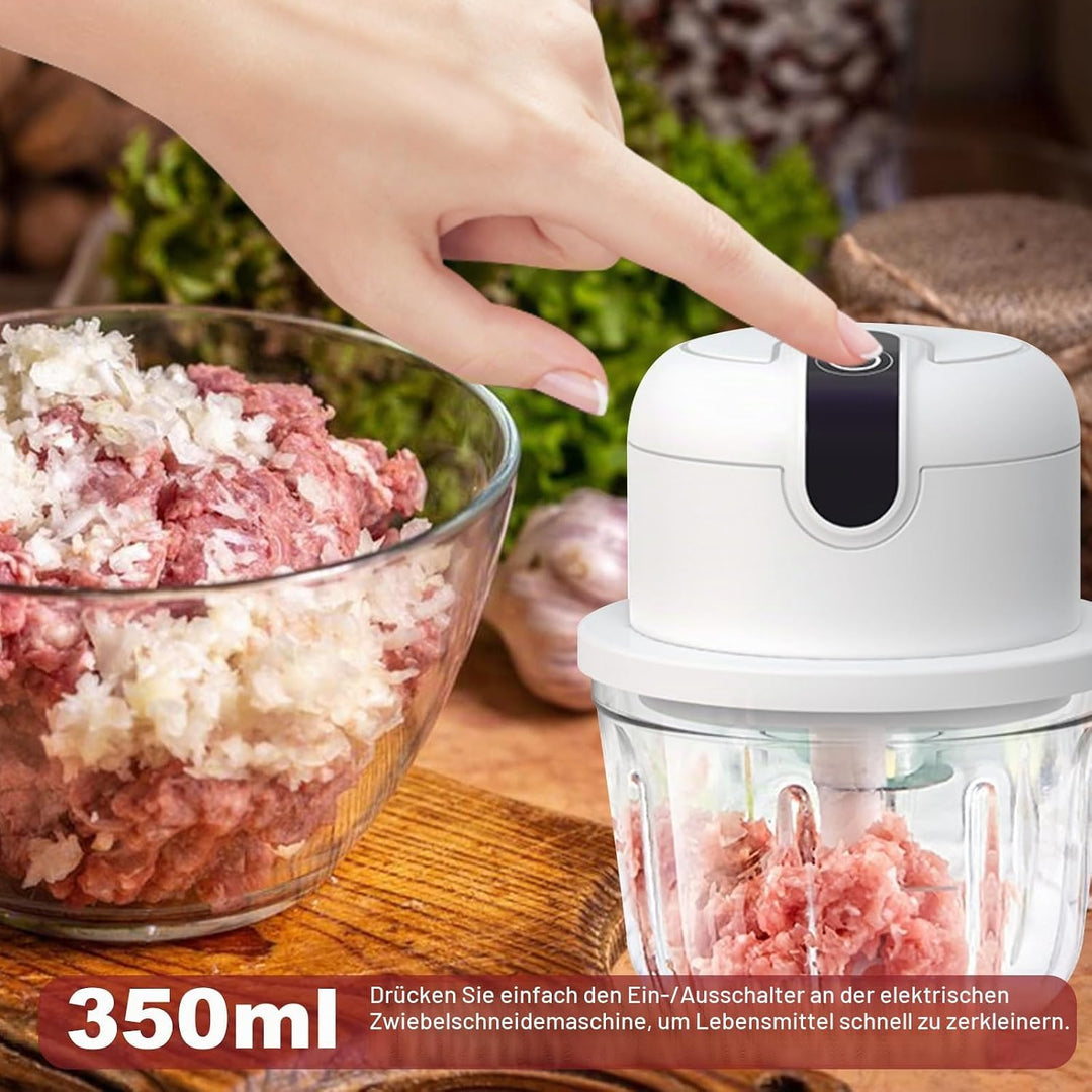 Elektrisch Zwiebelschneider Zwiebel Zerkleinerer：350ML Elektrisch Zerkleinerer USB Wiederaufladbare,