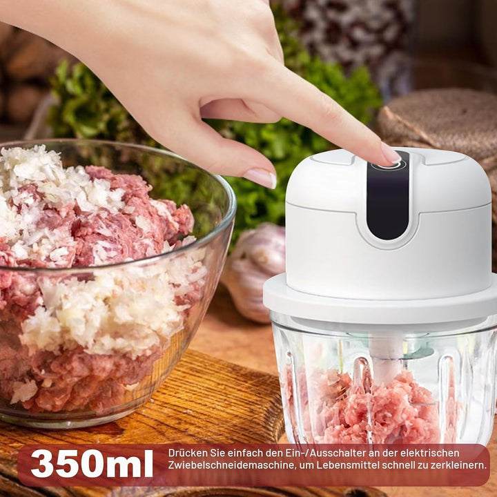 Elektrisch Zwiebelschneider Zwiebel Zerkleinerer：350ML Elektrisch Zerkleinerer USB Wiederaufladbare,