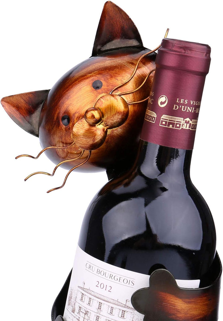 Ailgely Katze formte Weinhalter, Weinflaschenhalter, Katzen Deko, Weinregal, Metall-Skulptur, Prakti