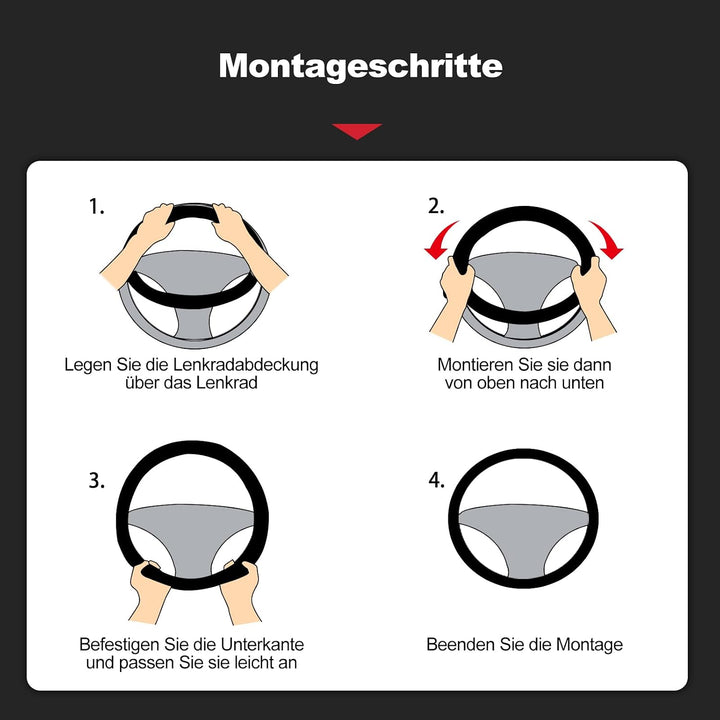 Ergocar D-Form Auto Lenkradbezug Rutschfester Auto Sport Lenkradschutz Mikrofaser Leder mit Atmungsa
