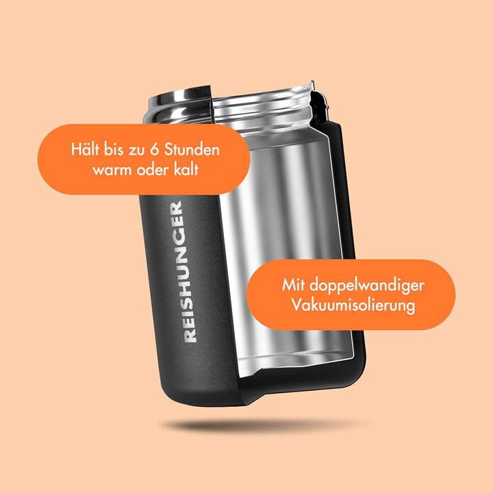 Reishunger Thermobehälter – 600 ml Fassungsvermögen – Thermobehälter mit integriertem Löffel – Hält