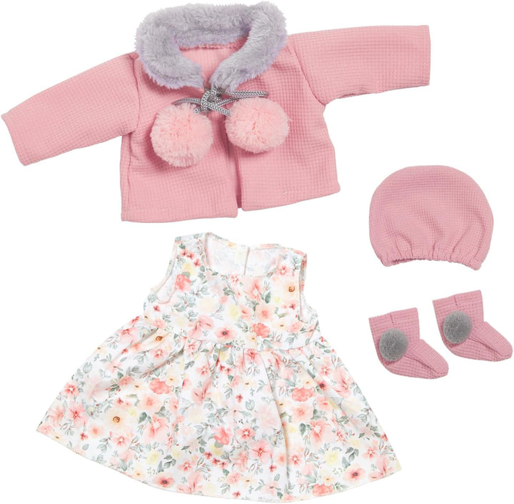 Puppenkleidung für 36-43 cm Baby Puppen mit Hut Mantel Kleid und Socken (Keine Puppe)