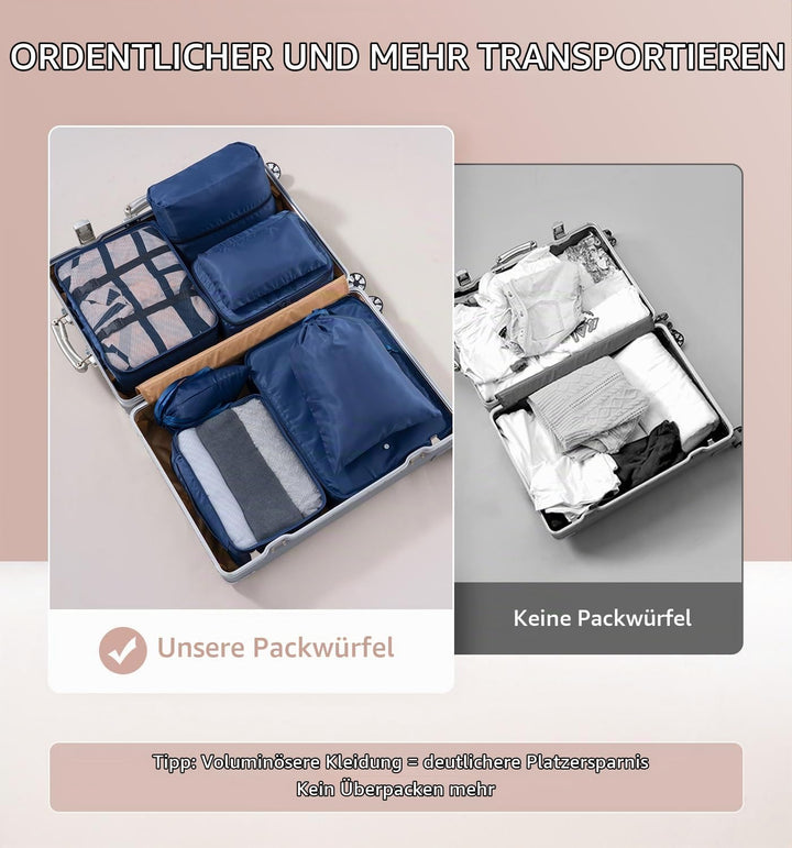 Meowoo 8-teilig Koffer Organizer Set, Packing Cubes, Packwürfel für Urlaub &amp; Business, Reise Organiz