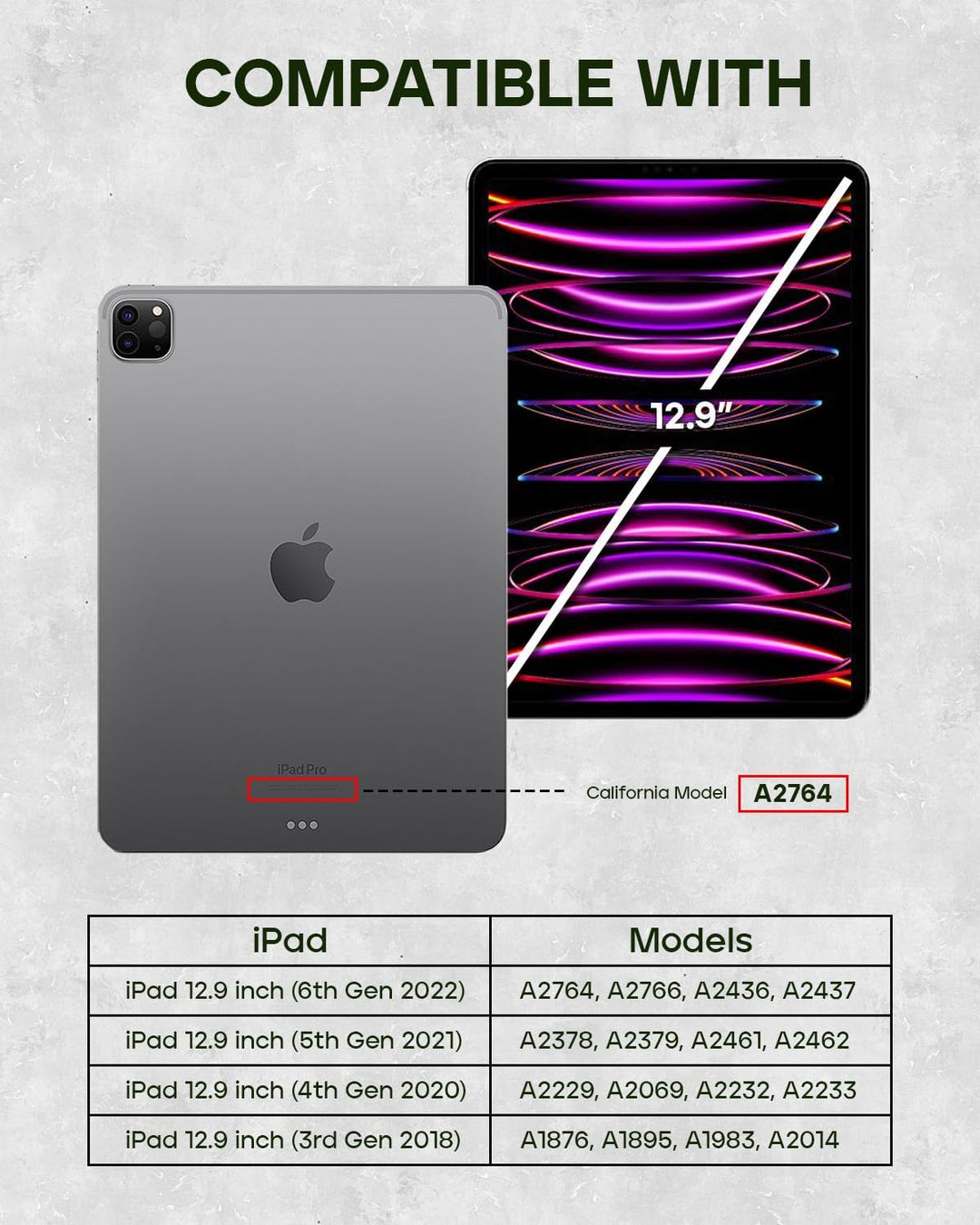 Porter Riley - Lederhülle für iPad Pro 12.9" 3. Generation Ausgabe 2018. Premium Echtleder Standhüll