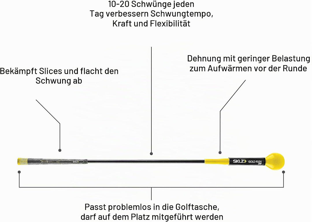 SKLZ Gold Flex, Golf Swing Trainer, Golf Accessories, Golf Training Aids, Flexible Fiberglass, Yello