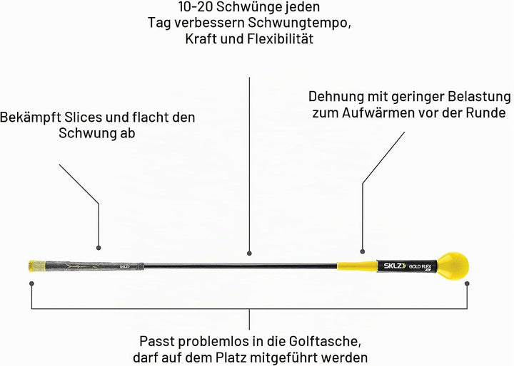 SKLZ Gold Flex, Golf Swing Trainer, Golf Accessories, Golf Training Aids, Flexible Fiberglass, Yello