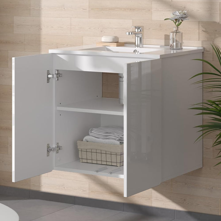 Vicco Waschbeckenunterschrank Izan, Weiss Hochglanz, 57 x 57.8 cm Badmöbel Set Izan 1, Badmöbel Set