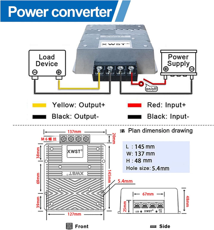 DC 12V auf 24V Spannungswandler 1-20A (XW-12-24-65A), XW-12-24-65A