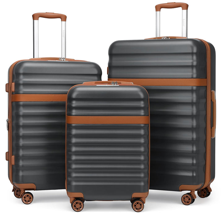 KONO Koffer Trolley Kofferset 3 Teilig Reisekoffer von ABS+PC Hartschalenkoffer mit 4 Rollen TSA Sch