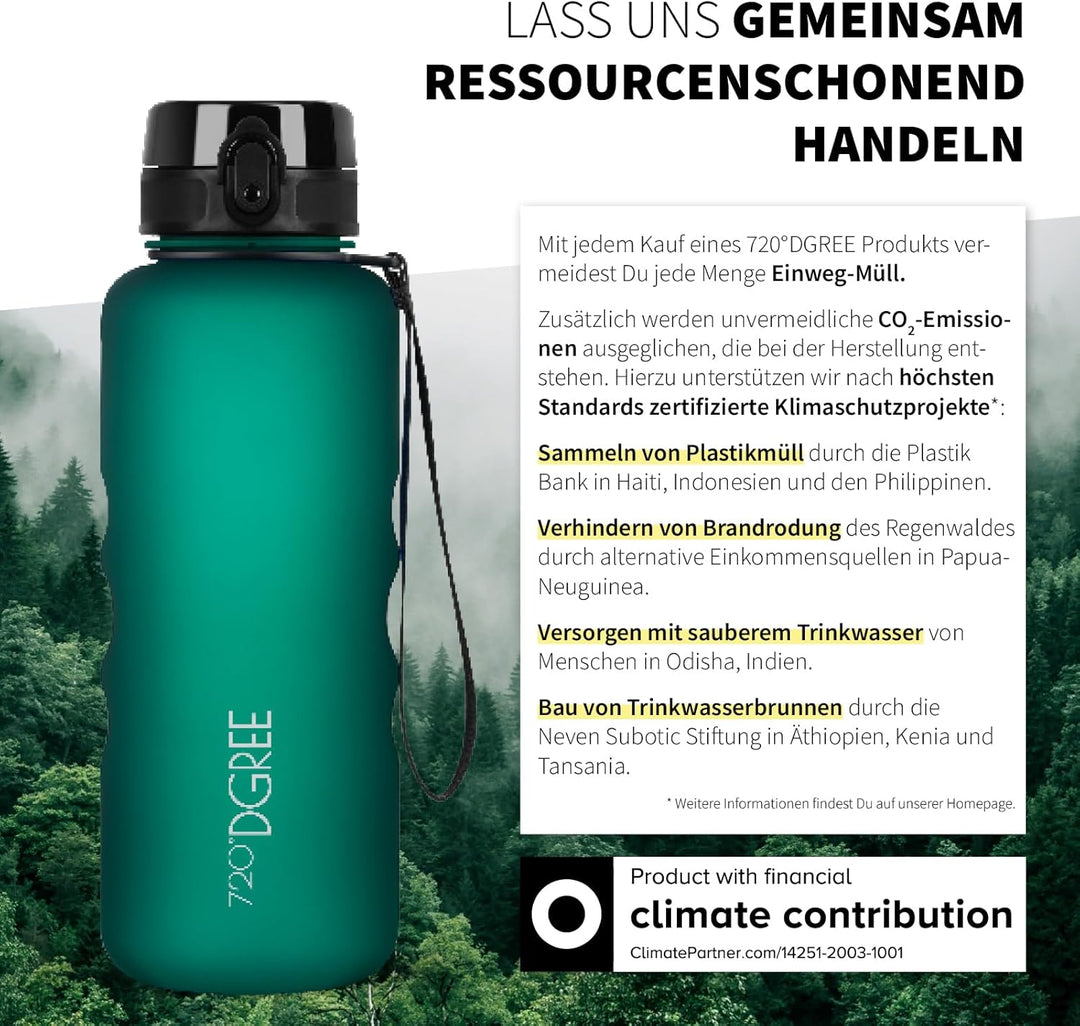 720°DGREE Trinkflasche 1,5l “uberBottle“ +Früchtebehälter - BPA-Frei, Auslaufsicher - Wasserflasche