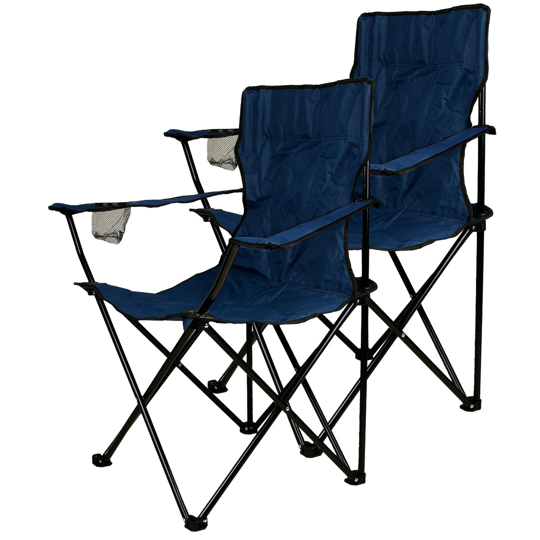 Nexos 2-er Set Angelstuhl Anglerstuhl Faltstuhl Campingstuhl Klappstuhl mit Armlehne und Getränkehal