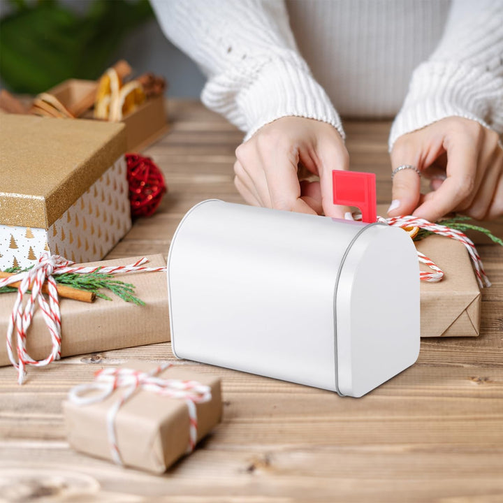 Gadpiparty Zinnplattenspeicherbox für DIY Weihnachtsbriefkasten mit Signalflaggen Dekorative Aufbewa