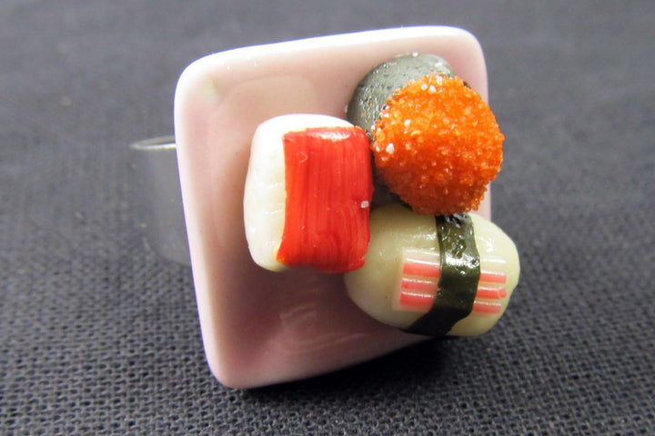Miniblings Sushi Maki Nigiri Ring - Sushi Maki Nigiri - Handmade Modeschmuck I Fingerring mit Motiv