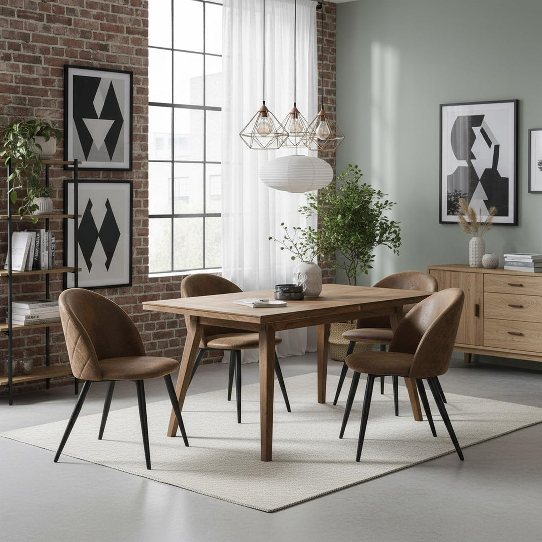 Esszimmerstuhl, 4er-Set moderne Küchenstühle aus Wildleder mit weicher Polsterung Grosse Rückenlehne