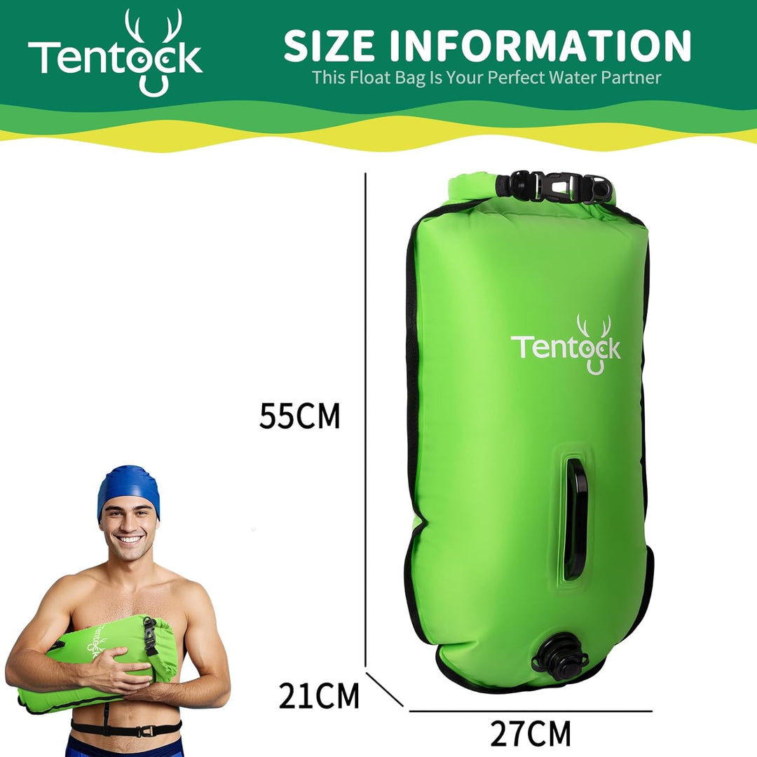 Tentock Schwimmboje 28L Wasserdicht Aufblasbare Trockentasche Schwimmen Sicherheitsschwimmer für Was
