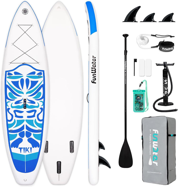 FunWater Aufblasbares Stand Up Paddle Board Multifunktionale Paddelboards mit Flossen, Knochleine, S