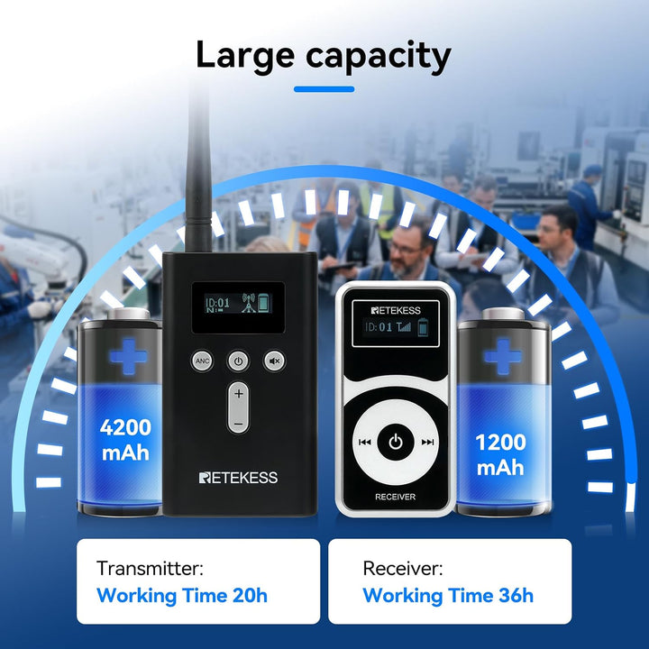 Retekess T130P (T130 3rd) Audio Tour Guide System, Tour Guide Headsets, Abgestufte Geräuschreduzieru