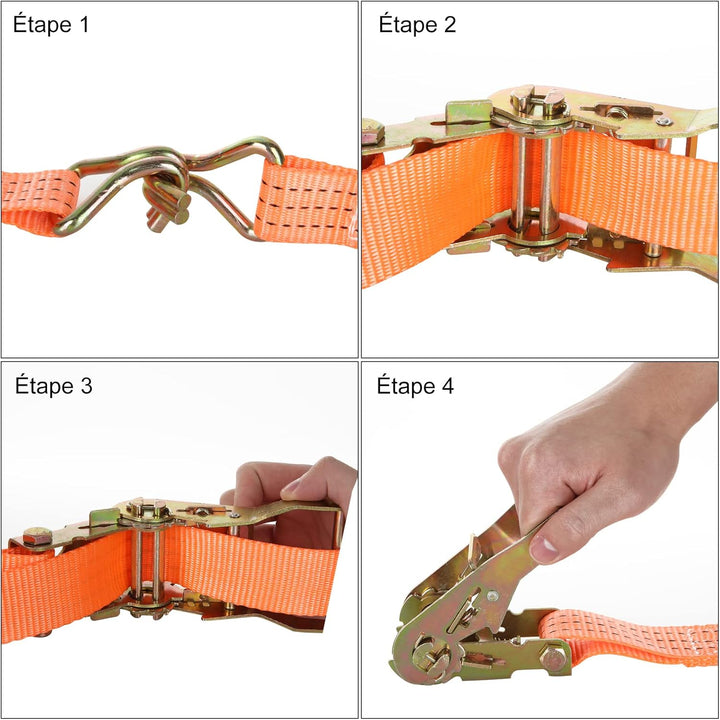 SENENQU 4 Sätze à 3000 kg Spanngurte mit Ratsche und Haken 6 m x 38 mm, Zurrgurt mit Ratsche und Hak
