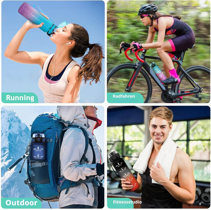 Vikaster Sport Trinkflasche, 500ml/1000ml/1500ml BPA-frei, Auslaufsicher, Kohlensäure Geeignet, für