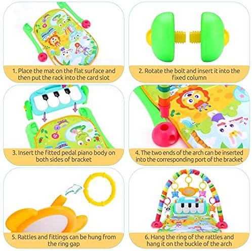 Baby Spielmatte mit Spielbogen – 4-in-1 Krabbeldecke, Activity-Decke für 0-3 Jahre, inkl. 4 abnehmba