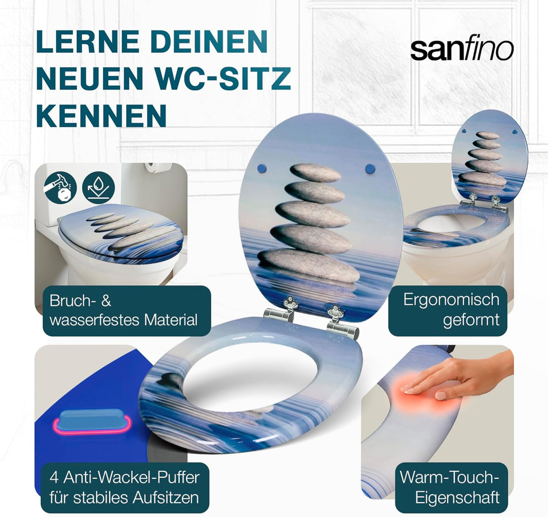 Premium WC Sitz mit Absenkautomatik – hochwertige Toilettendeckel aus Holz, viele bunte Motive, hohe