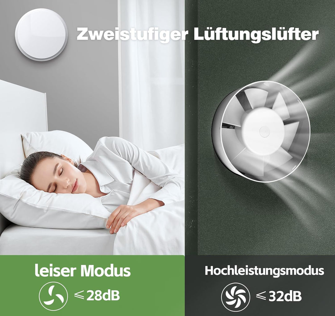 SBONNI abluftventilator 100mm - Badlüfter Leise mit Fernbedienung, 2 Richtungen und 2 Geschwindigkei