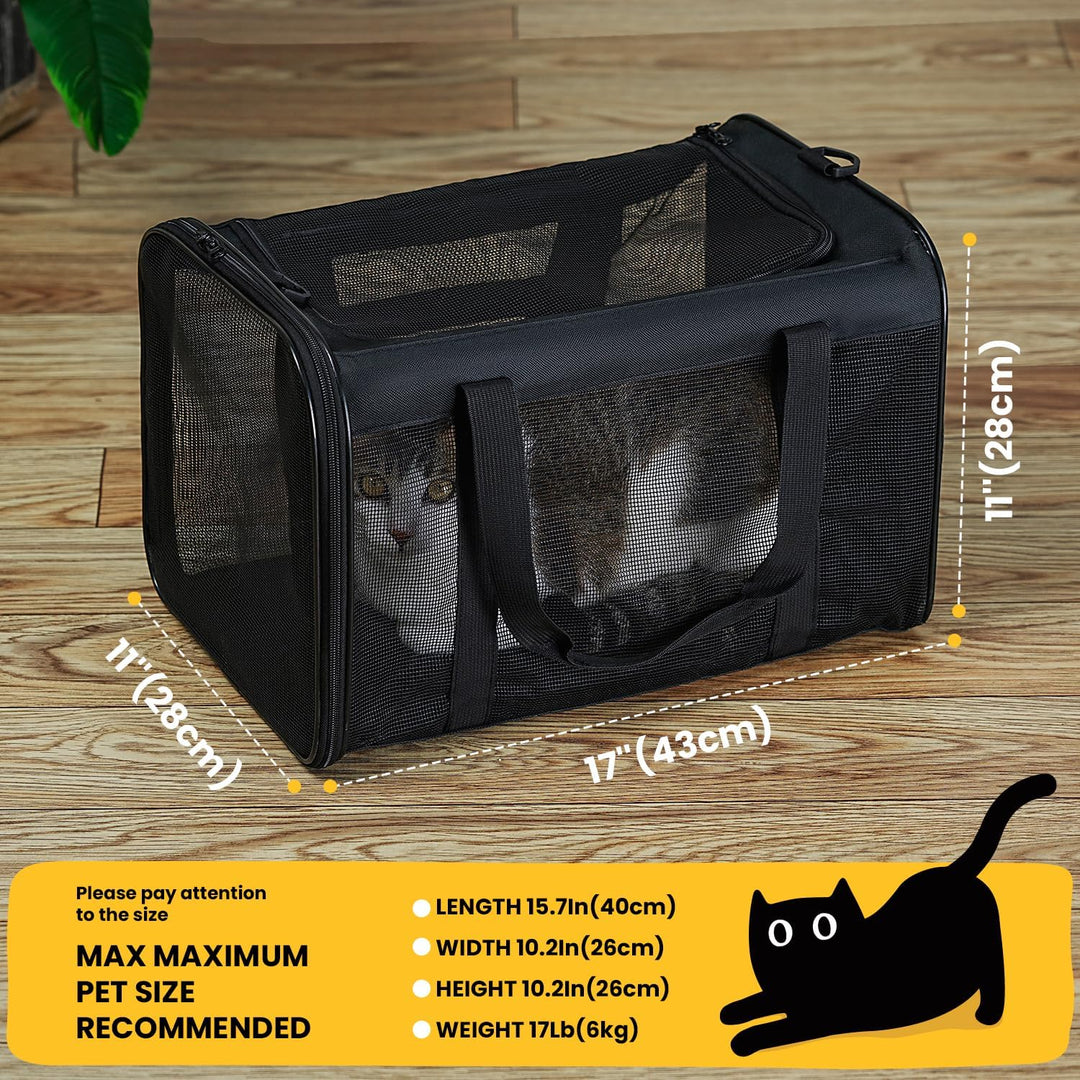 Conlun Katzentransportbox,Weiche Katzentransporttasche mit 4-seitigem Netz, Flugzeugtaugliche Katzen