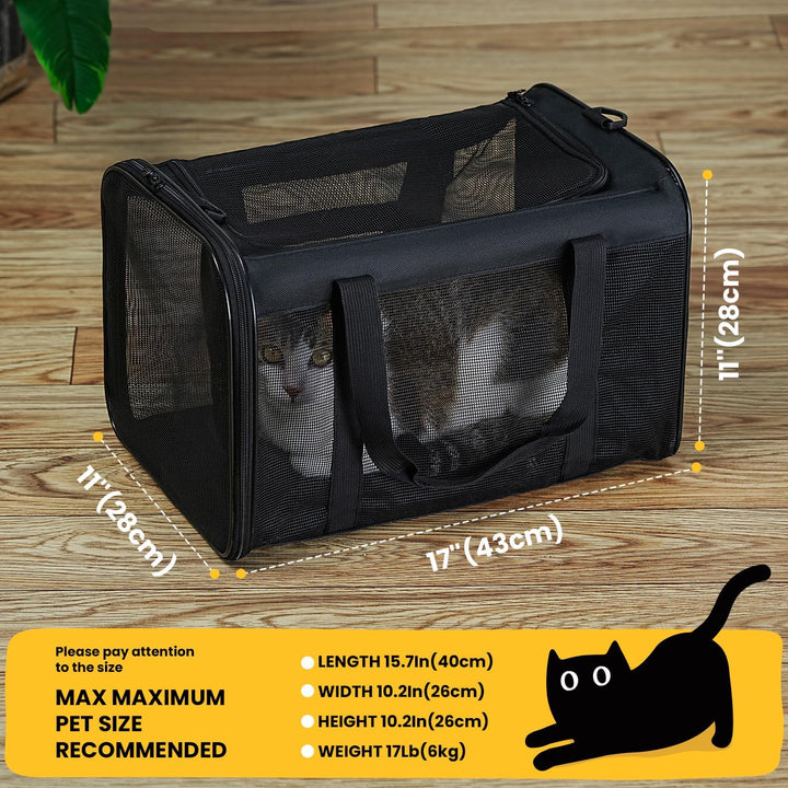 Conlun Katzentransportbox,Weiche Katzentransporttasche mit 4-seitigem Netz, Flugzeugtaugliche Katzen