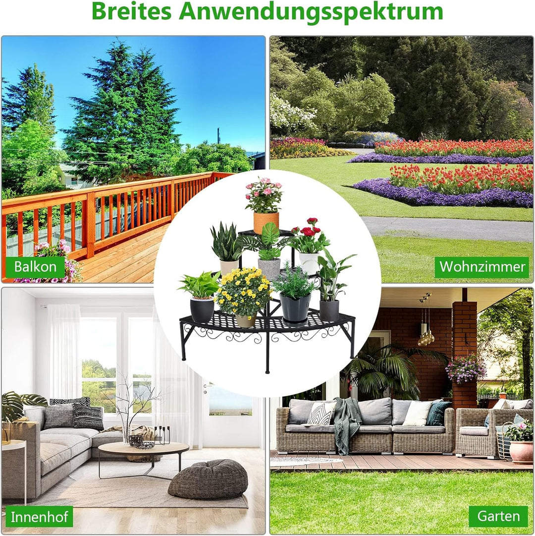 RELAX4LIFE Blumentreppe 3-stufig, Blumenregal aus Metall, Blumenständer mit 3 Ebenen, Pflanzenstände
