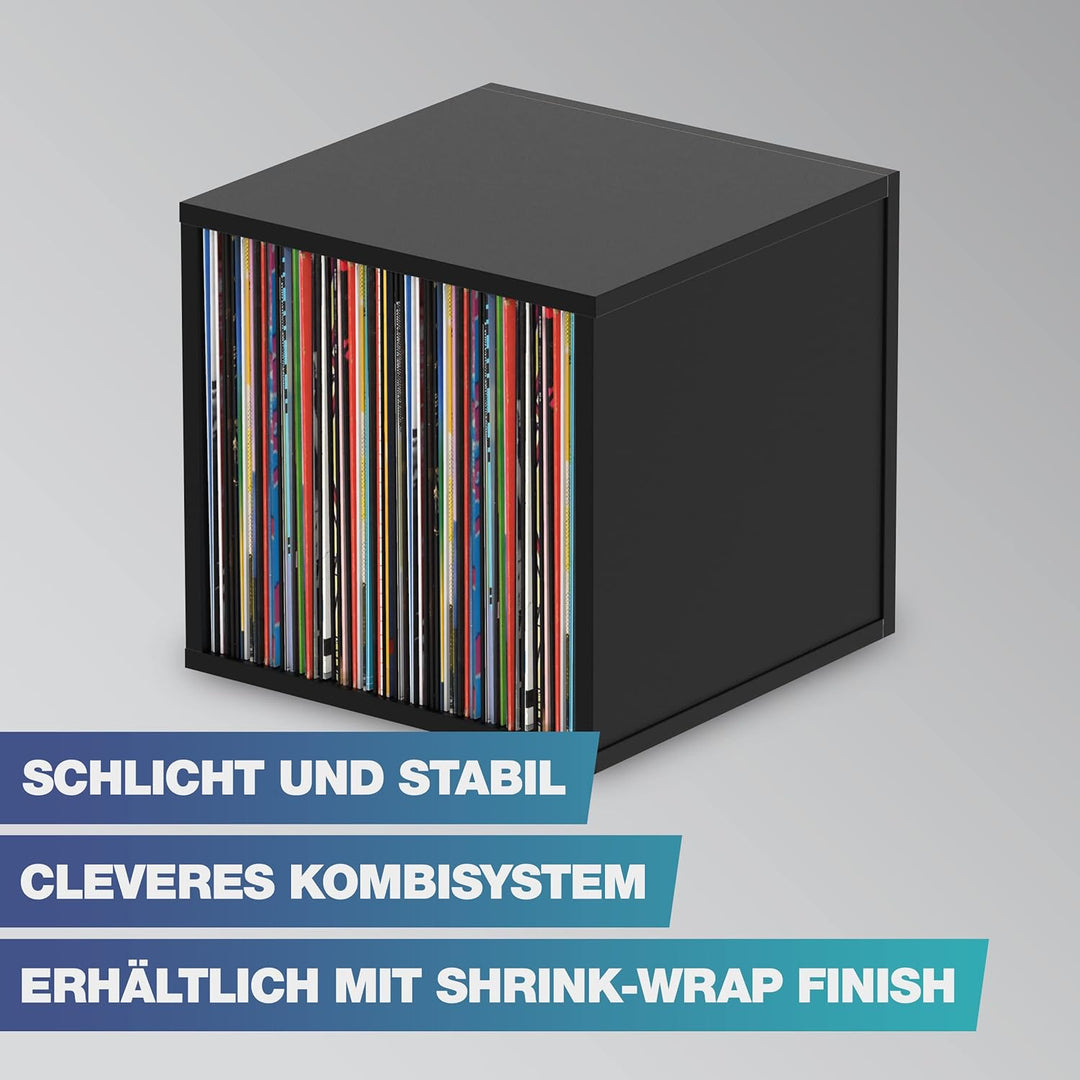 Glorious Record Box black 110 - bis zu 110 Platten im 12''-Format, Problemlos stapelbar, optisch abg