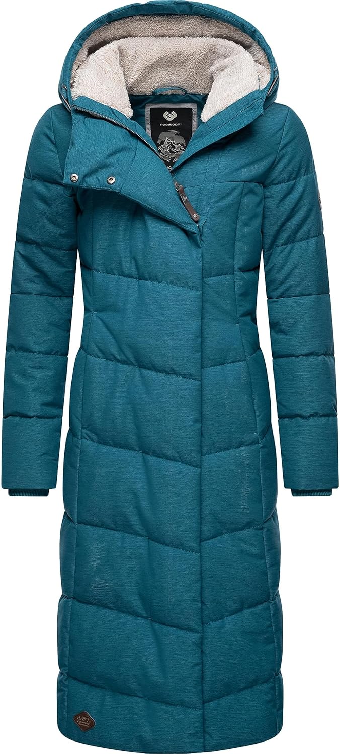Ragwear Damen atmungsaktiver Wintermantel Warmer wasserdichter Steppmantel lang mit Kapuze Pavla Lon