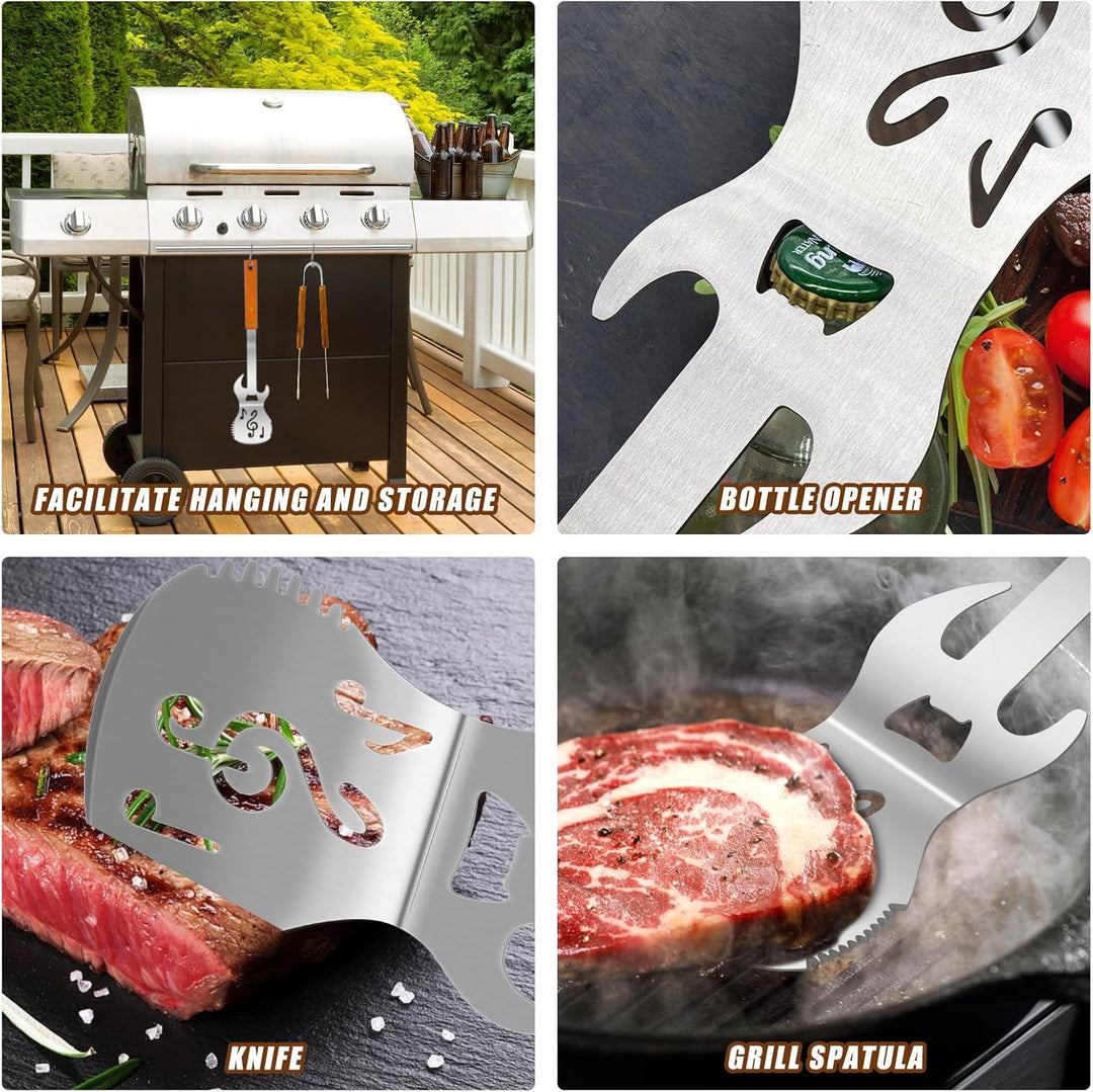 5-in-1 Grillspachtel für Barbecue Grill,Multifunktion 2 Stück Grill Werkzeug Sets mit Metall Spatel