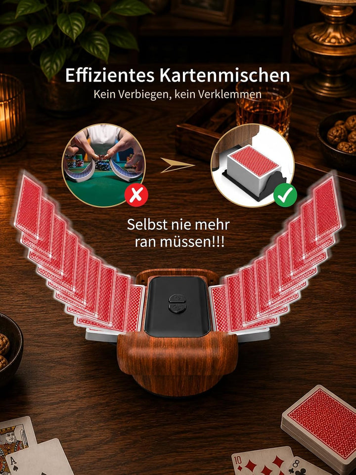 Automatischer Kartenmischer, 2 Laufmodi, Aufladbar mit Langzeit-Batterie, Geräuschlos, für UNO, Poke