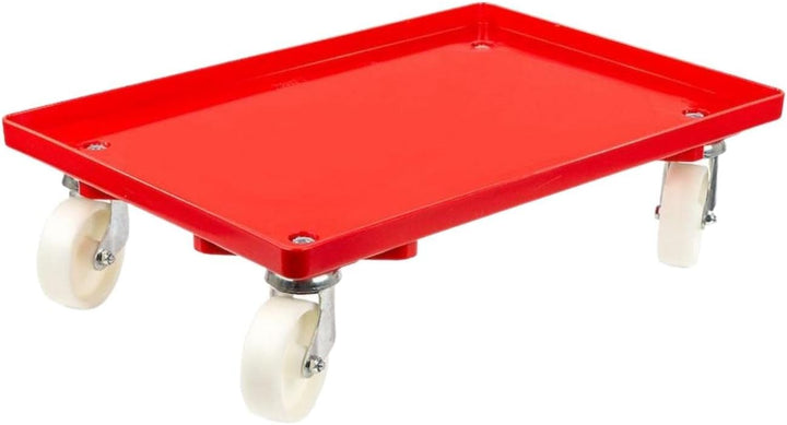 SparSet 2X Transportroller für Euroboxen 60x40cm mit Kunststoffräder rot | Geschlossenes Deck | 4 Le