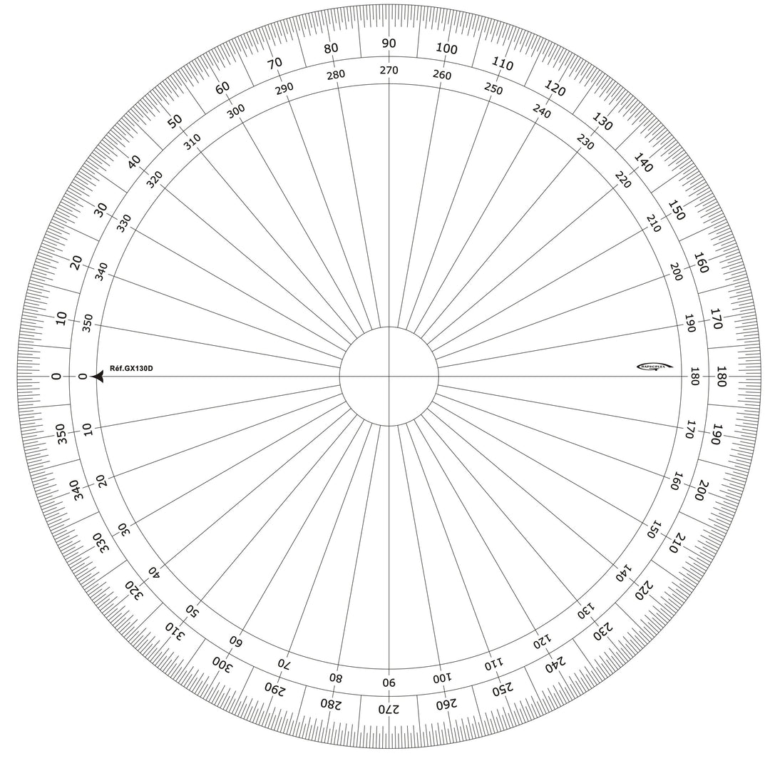 Graphoplex gx130d Vollkreis Winkelmesser, klar.